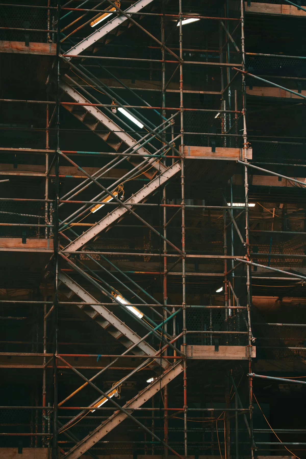 Scaffolding and access stairs on a construction site